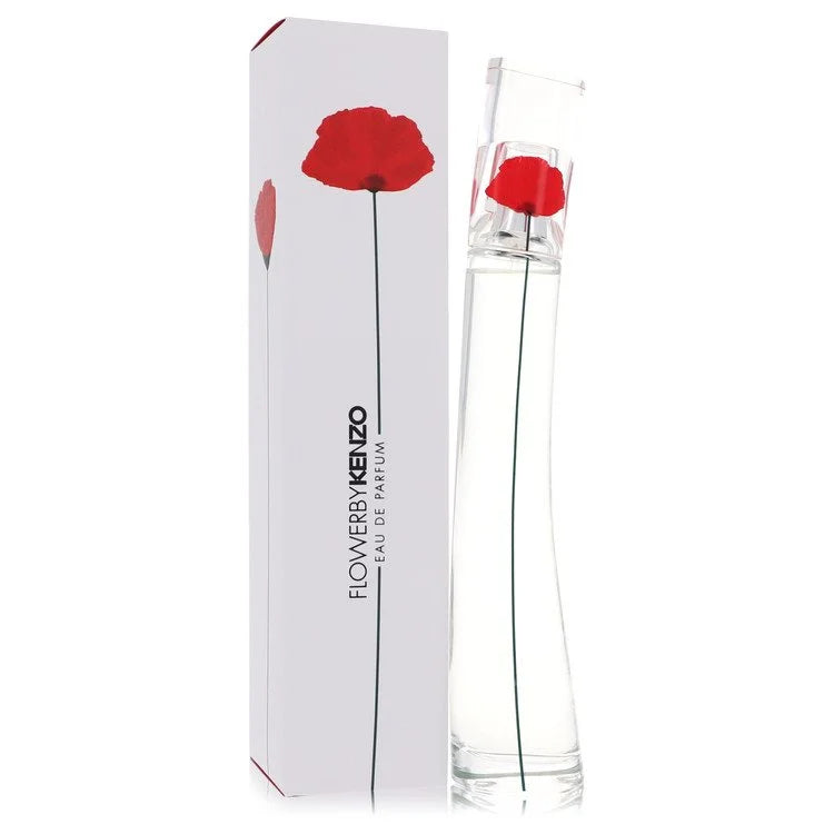 Kenzo Flower by Kenzo perfume bottle and packaging on a white background 50ml