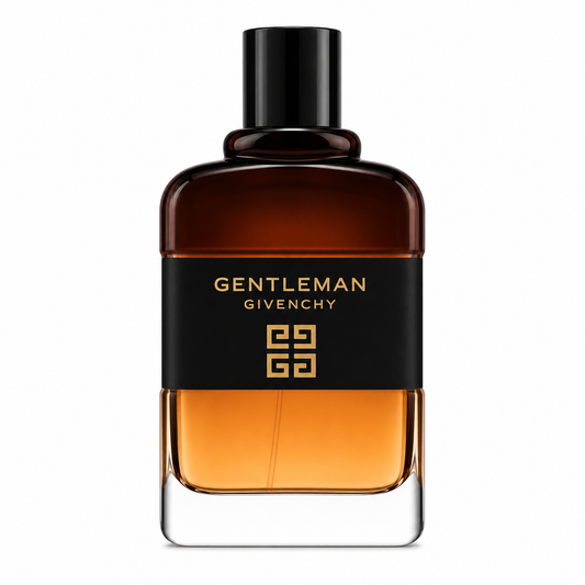 Givenchy Gentleman Réserve Privée – rich whiskey-inspired fragrance in elegant amber gradient bottle. 100ml