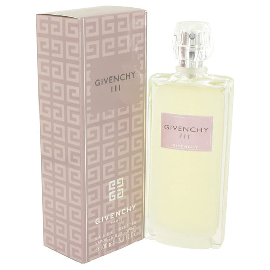 Bottle of Givenchy III Eau de Toilette for Women with vintage green and gold accents in a classic Parisian setting 100ml
