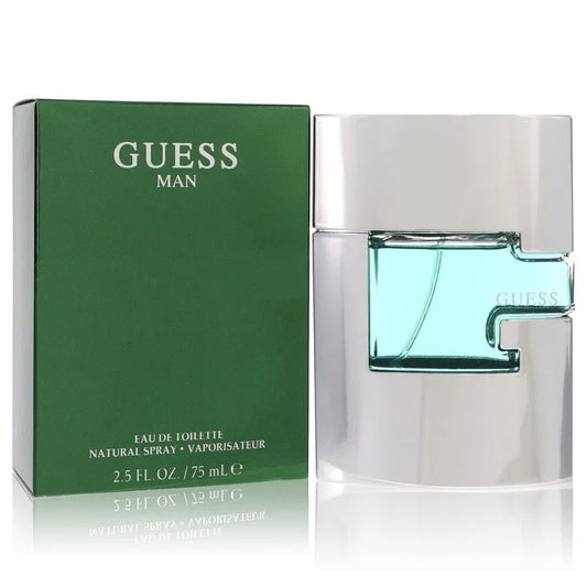 Guess Man perfume bottle and packaging on a white background 75ml