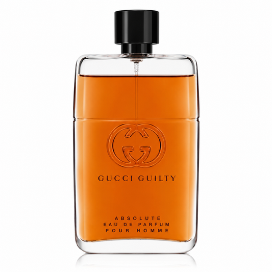 Gucci Guilty Absolute for men – dry leather and wood fragrance in rich amber-brown bottle. 90ml