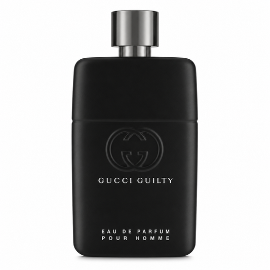 Gucci Guilty Eau de Parfum for men – bold spicy floral scent in gunmetal black bottle. 90ml