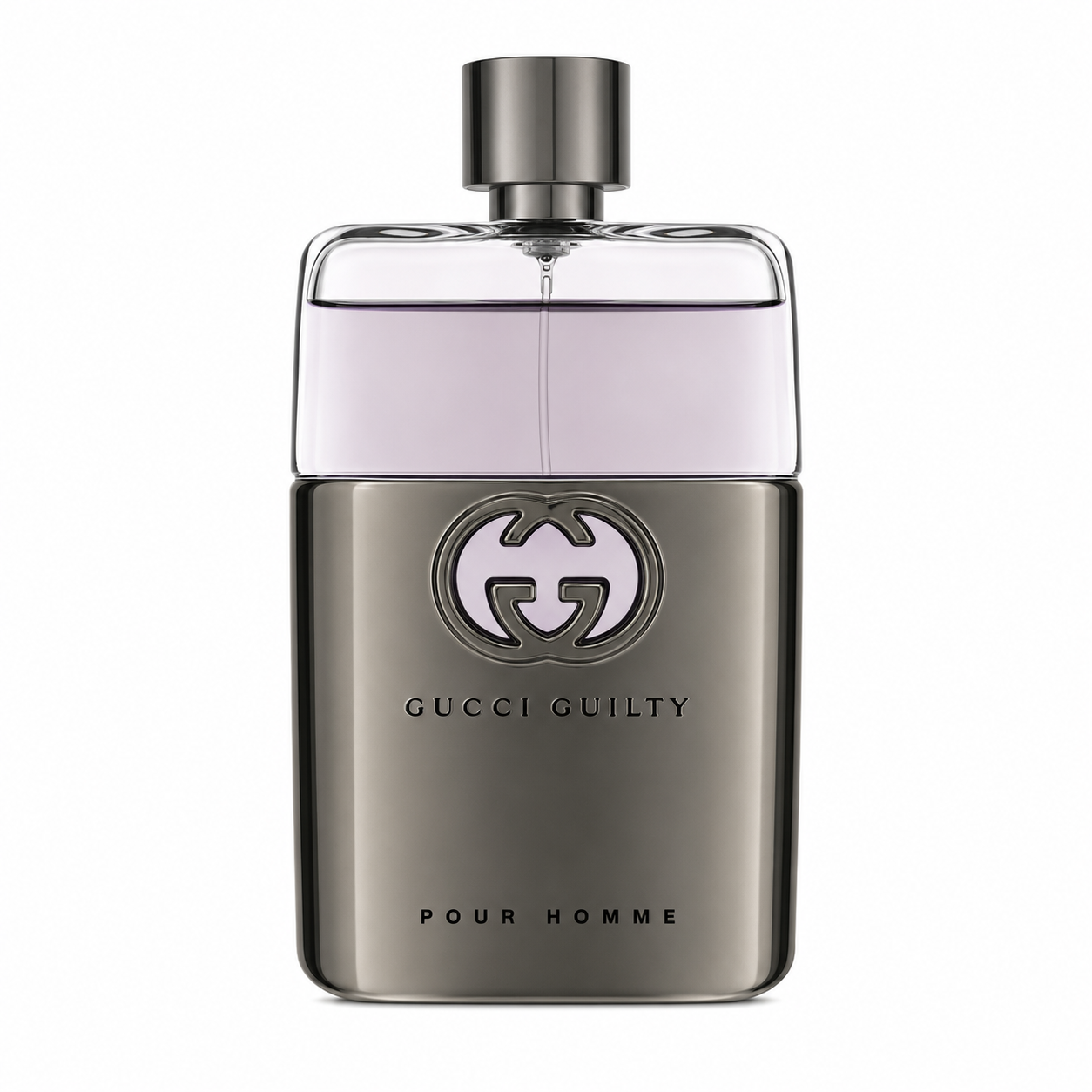 Gucci Guilty Eau de Toilette for men – fresh woody aromatic scent in sleek silver and black bottle. 90ml