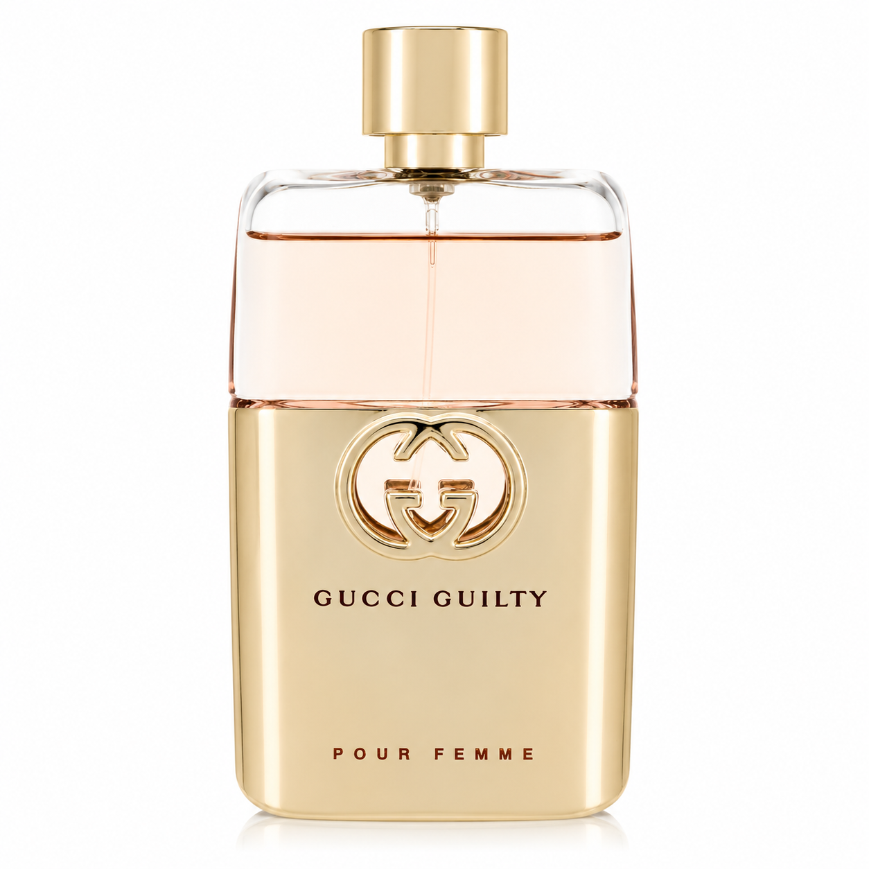 Gucci Guilty for women – bold floral amber fragrance in sleek gold bottle with interlocking G logo. 90ml