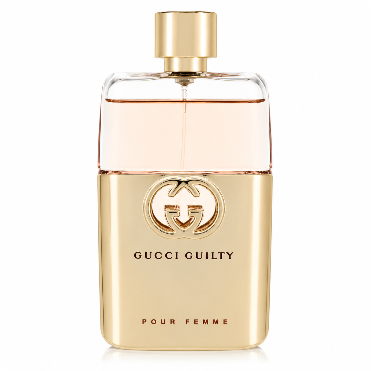 Gucci Guilty for women – bold floral amber fragrance in sleek gold bottle with interlocking G logo. 90ml