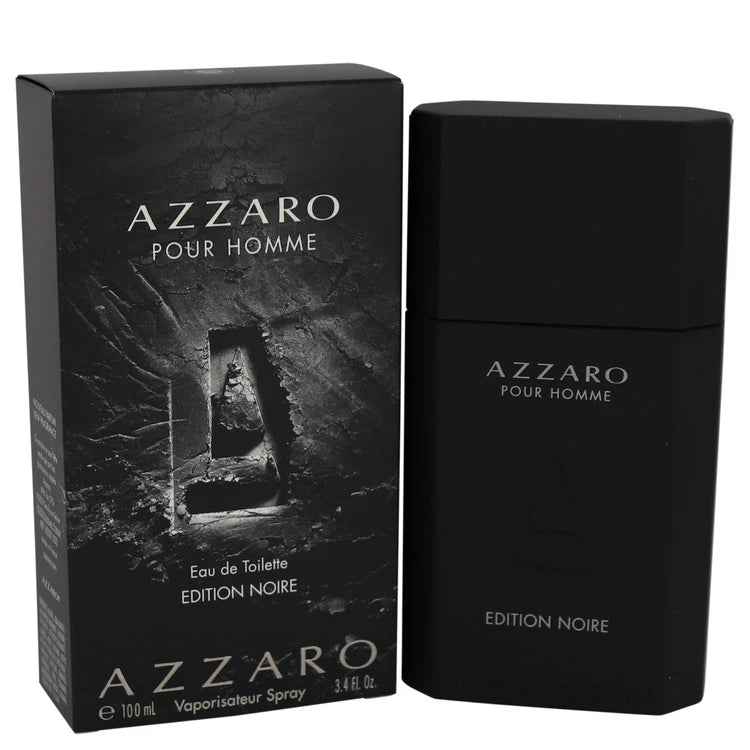 Azzaro Pour Homme Edition Noire perfume bottle and packaging on a white background 100ml
