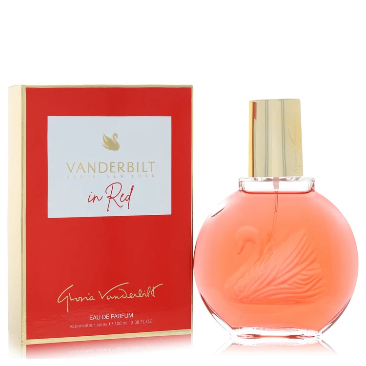Perfume bottle and packaging of Vanderbilt in Red on a white background 100ml