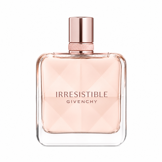 Givenchy Irresistible – playful floral fruity perfume in soft pink faceted bottle. 80ml