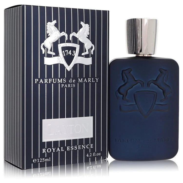 Parfums de Marly Layton – sophisticated spicy floral fragrance in royal blue bottle with silver accents. 125ml