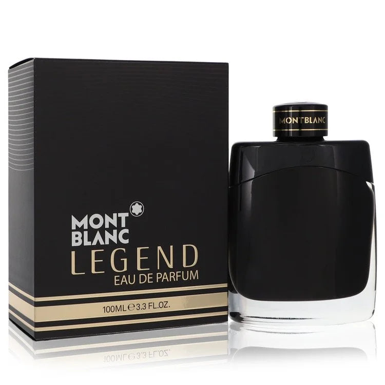 Montblanc Legend Eau de Parfum – intense aromatic cologne in glossy black bottle with silver trim. 100ml