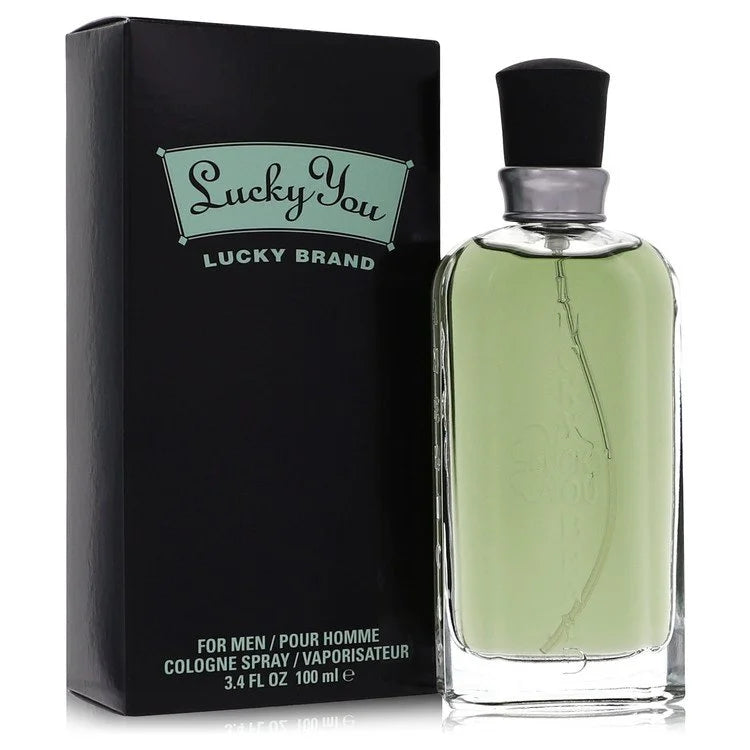 Lucky Brand cologne bottle and packaging on a white background 100ml