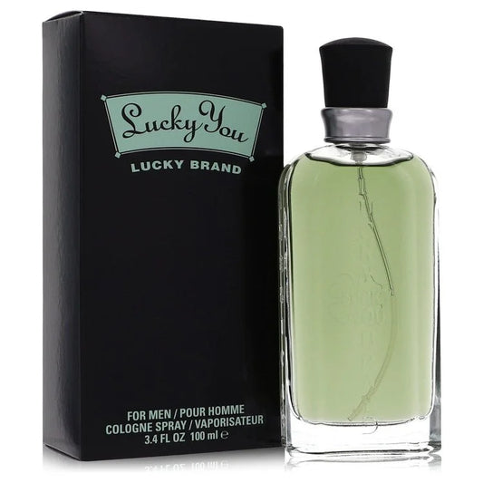Lucky Brand cologne bottle and packaging on a white background 100ml