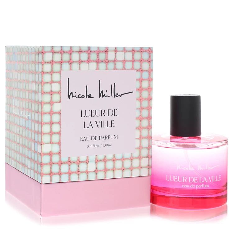 Nicole Miller Lueur de la Ville perfume bottle and packaging on a white background 100ml