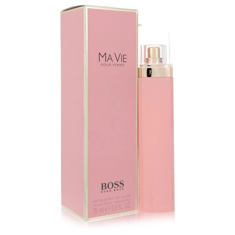 Hugo Boss Ma Vie – fresh floral scent in sleek soft pink bottle with metallic silver top. 75ml
