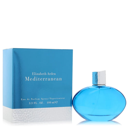 Elizabeth Arden Mediterranean perfume bottle and packaging on a white background 100ml