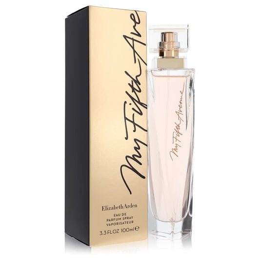 Elizabeth Arden My Fifth Avenue perfume bottle and packaging on a white background 100ml