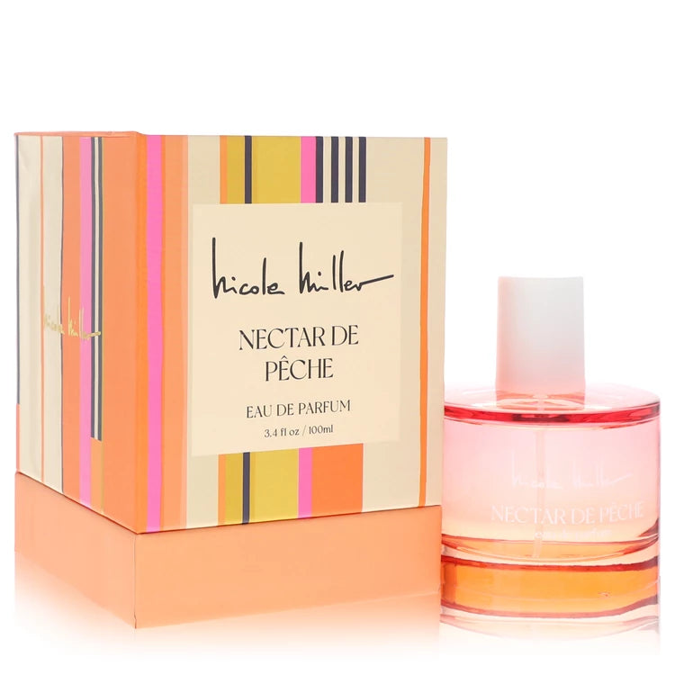 Nicole Miller Nectar de Péche perfume bottle and packaging on a white background 100ml