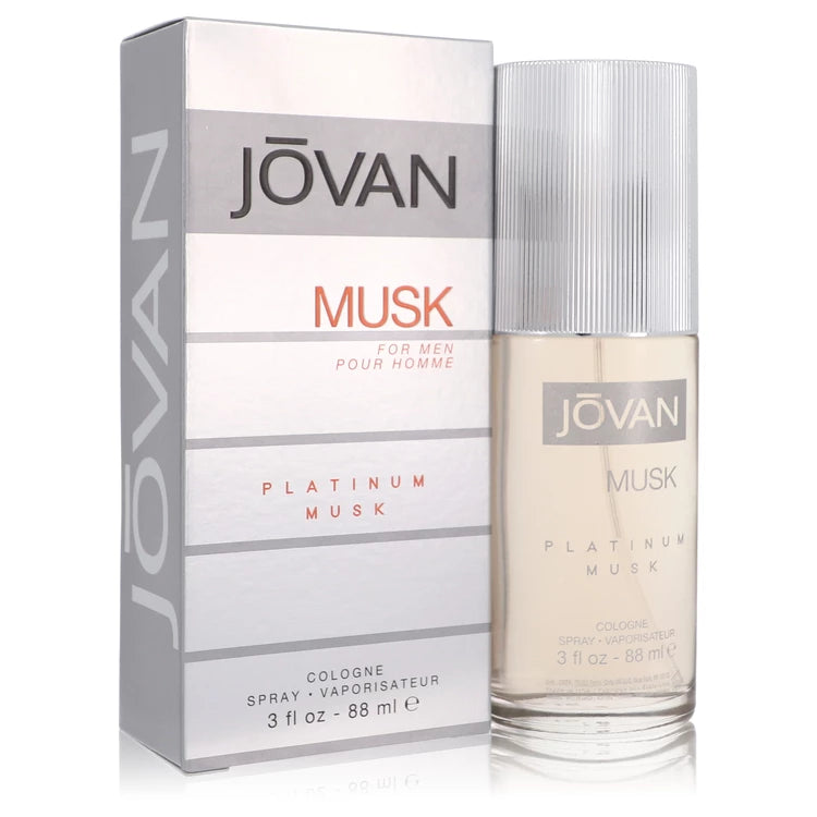 Jovan Musk cologne bottle and packaging on a white background 90ml