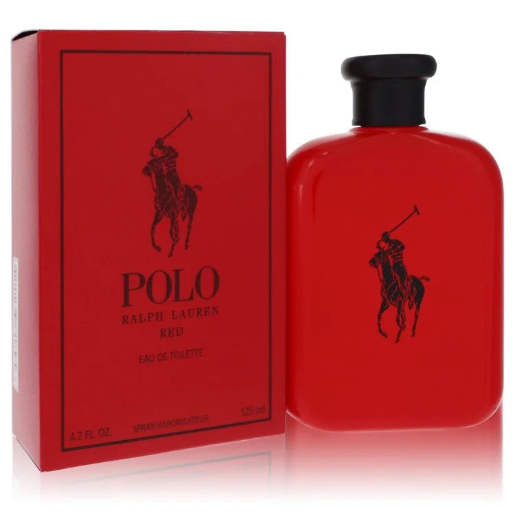 Ralph Lauren Polo Red Eau de Toilette – vibrant citrus woody scent in bold red bottle with silver cap. 125ml