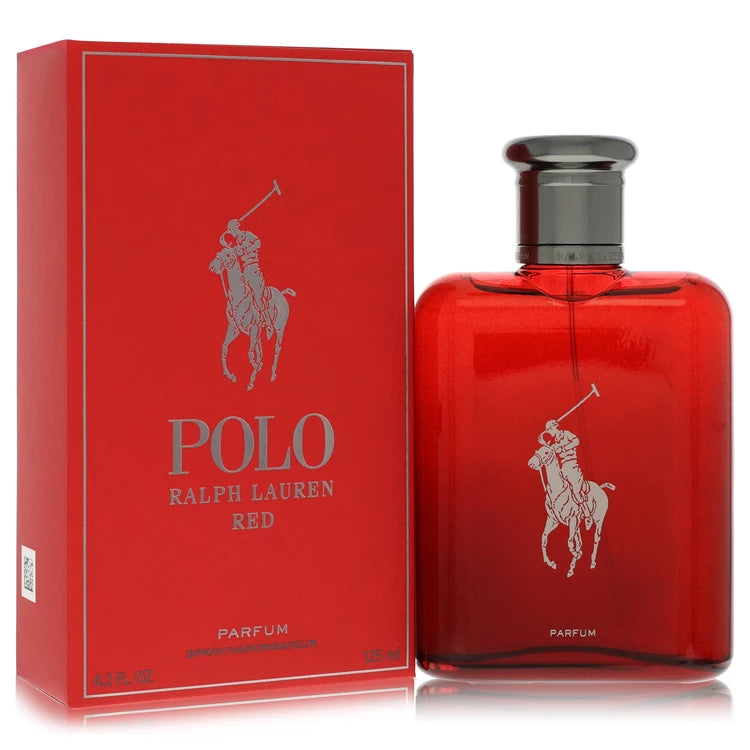 Red Polo Ralph Lauren perfume bottle and packaging on a white background 125ml
