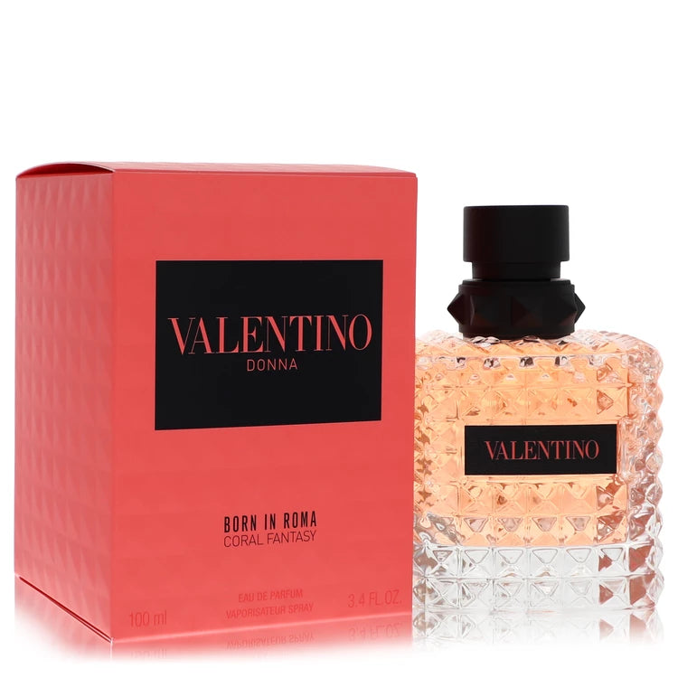Valentino perfume bottle and packaging on a white background 100ml