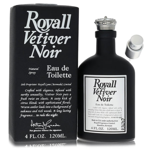 Royall Vetiver Noir eau de toilette bottle and packaging on a white background 120ml