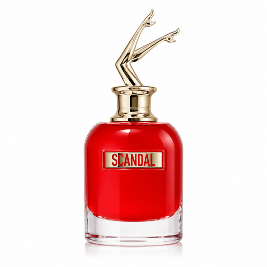 Jean Paul Gaultier Scandal Le Parfum 80ml. Red bottle with legs in the air on the bottles lid. 