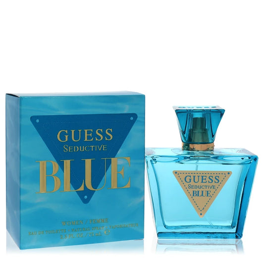 Blue Guess Seductive perfume bottle and packaging on a white background 75ml