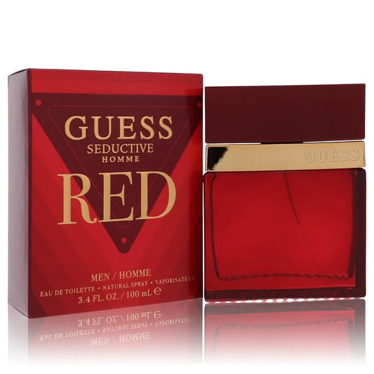 Guess Seductive Homme Red perfume bottle and packaging on a white background 100ml