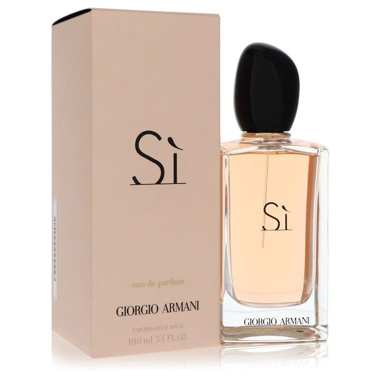 Armani Sì – modern chypre floral women’s perfume in clear bottle with black cap. 100ml