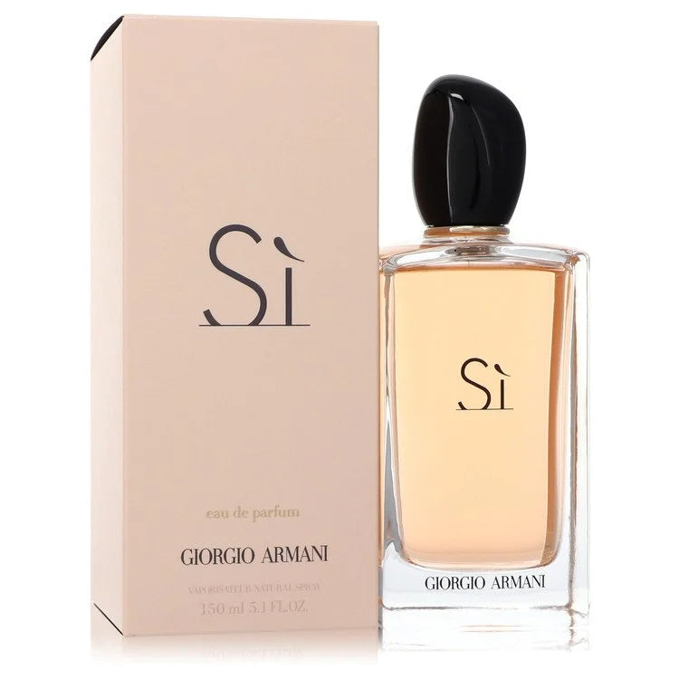 Armani Sì – modern chypre floral women’s perfume in clear bottle with black cap. 150ml