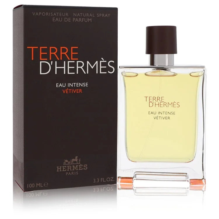 Hermès Terre d’Hermès Eau Intense Vétiver – bold earthy vetiver fragrance in dark amber bottle. 100ml