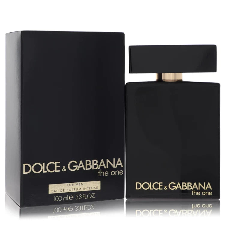 Dolce & Gabbana The One Intense for Men – rich leather and amber fragrance in deep black bottle with gold detailing. 100ml