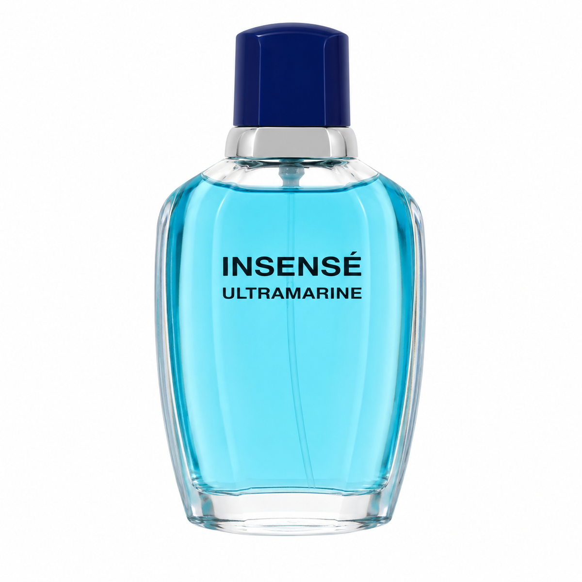 Bottle of Insensé Ultramarine by Givenchy Eau de Toilette for Men with oceanic blue tones white background 100ml