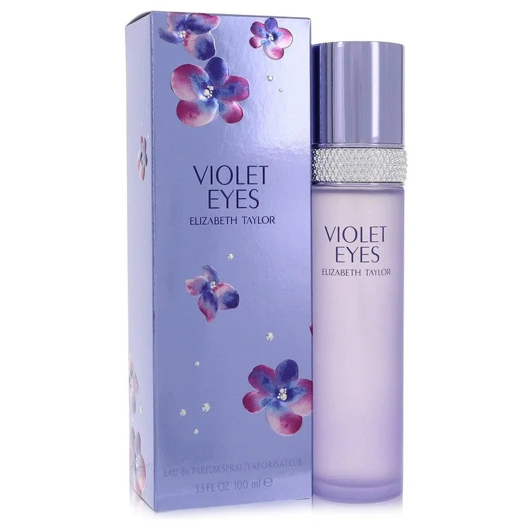 Violet Eyes Elizabeth Taylor perfume bottle and packaging on a white background 100ml