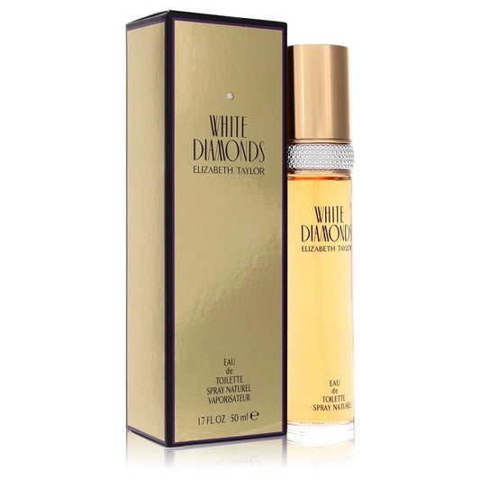 Elizabeth Taylor White Diamonds perfume bottle and packaging on a white background 50ml