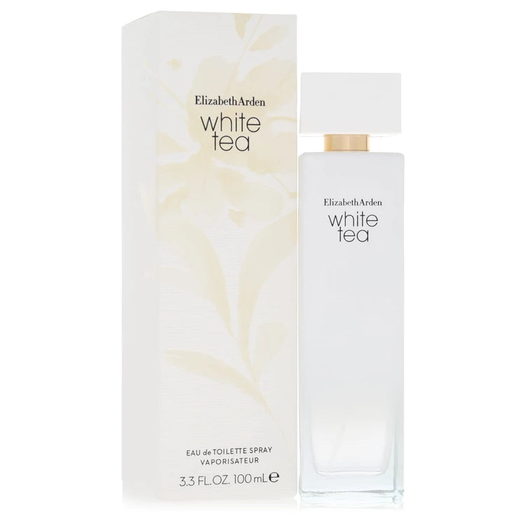 Elizabeth Arden White Tea perfume bottle and packaging on a white background 100ml